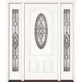 67.5 in.x81.625 in. Sapphire Patina 3/4 Oval Lt Unfinished Smooth Right-Hand Fiberglass Prehung Front Door w/Sidelites
