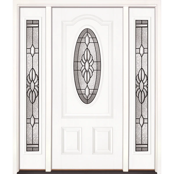 67.5 in.x81.625 in. Sapphire Patina 3/4 Oval Lt Unfinished Smooth Right-Hand Fiberglass Prehung Front Door w/Sidelites