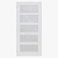 36 in. x 80 in. 5-Lite Frosted Glass Right White Solid Core Glass Single Prehung Interior Door with Quick Assemble Jamb