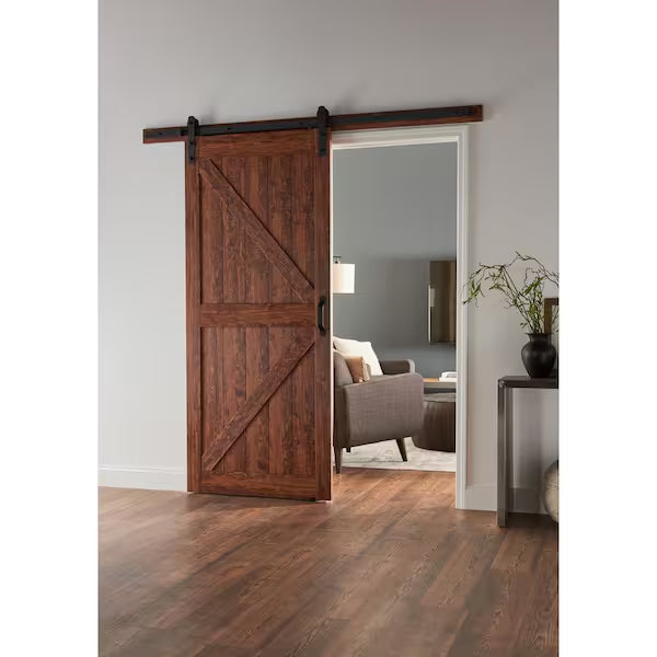 36 in. x 84 in. 1 Panel K-Bar Auburn Interior Sliding Barn Door Slab with Hardware Kit