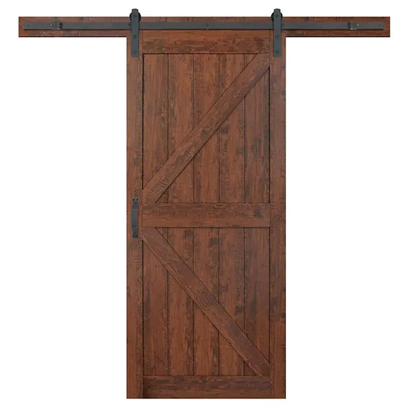 36 in. x 84 in. 1 Panel K-Bar Auburn Interior Sliding Barn Door Slab with Hardware Kit