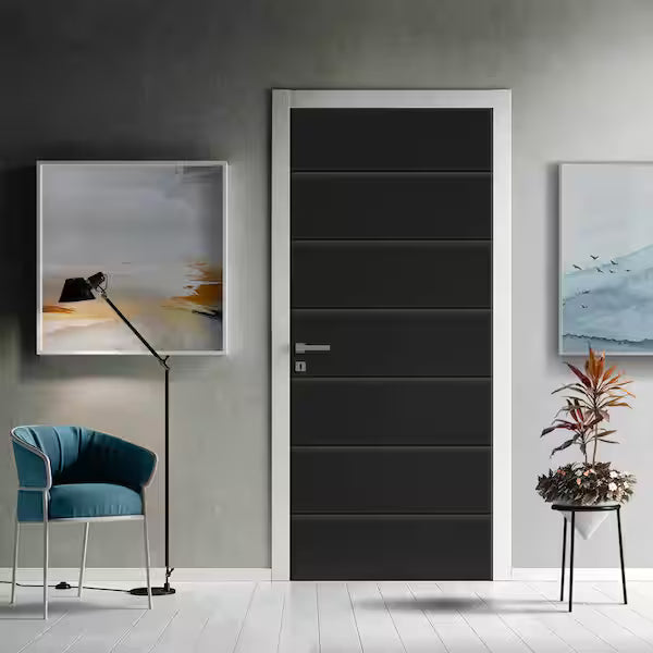 30 in. x 80 in. Hollow Core Black Painted Composite MDF Interior Door Slab