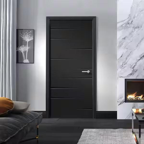 30 in. x 80 in. Hollow Core Black Painted Composite MDF Interior Door Slab