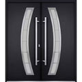 6500 72 in. x 80 in. Right-hand/Inswing Tinted Glass Black Enamel Steel Prehung Front Door with Hardware