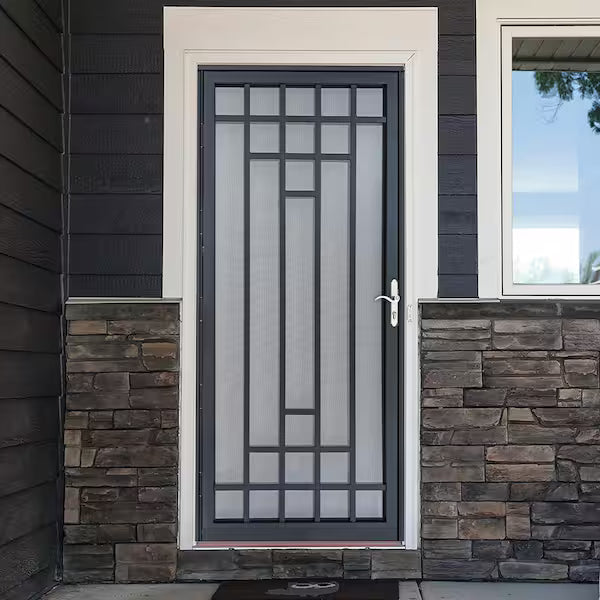 Nuevo 36 in. x 80 in. Universal/Reversible Hinging Steel Black Security Storm Door