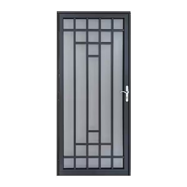 Nuevo 36 in. x 80 in. Universal/Reversible Hinging Steel Black Security Storm Door