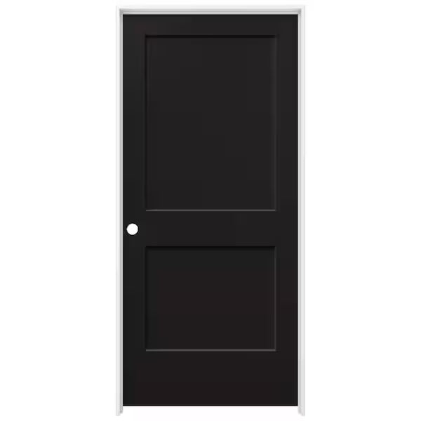 36 in. x 80 in. Monroe Black Painted Right-Hand Smooth Solid Core Molded Composite MDF Single Prehung Interior Door
