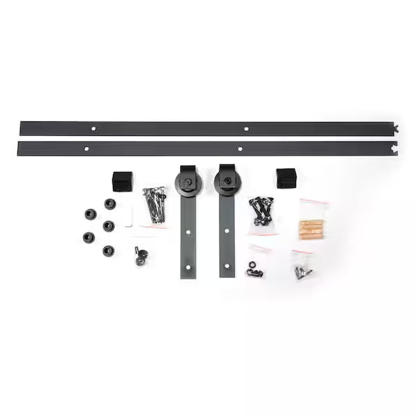 79 in. x 2.5 in. Black Metal Barn Door Sliding Door Hardware Kit