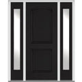 64.5 in. x 81.75 in. Viola Left-Hand Inswing 1-Lite Frosted Modern Painted Steel Prehung Front Door with Sidelites