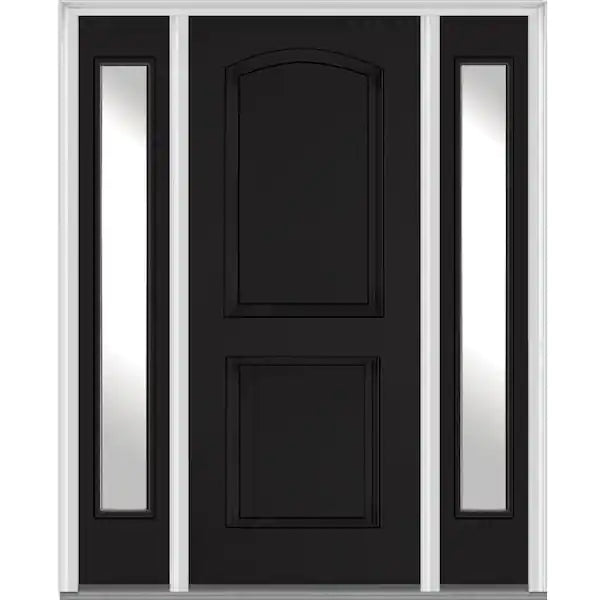 64.5 in. x 81.75 in. Viola Left-Hand Inswing 1-Lite Frosted Modern Painted Steel Prehung Front Door with Sidelites