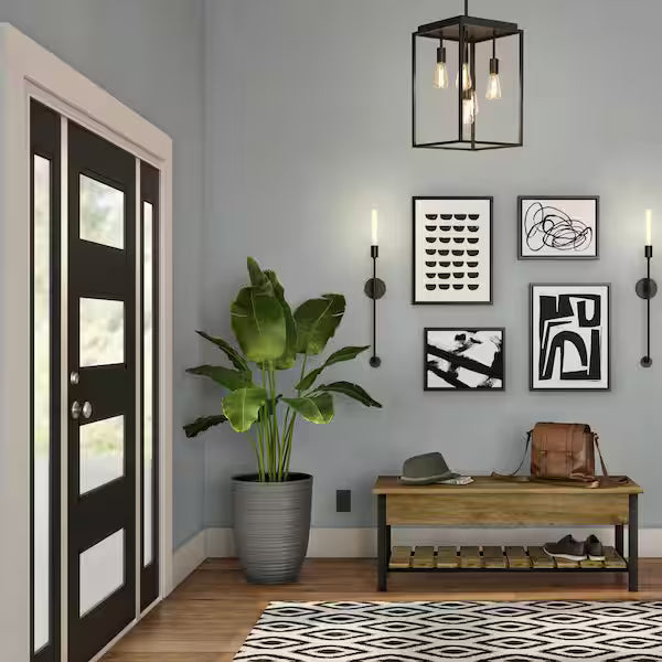 68.5 in. x 81.75 in. Celeste Left-Hand Inswing 4-Lite Frosted Modern Painted Steel Prehung Front Door with Sidelites