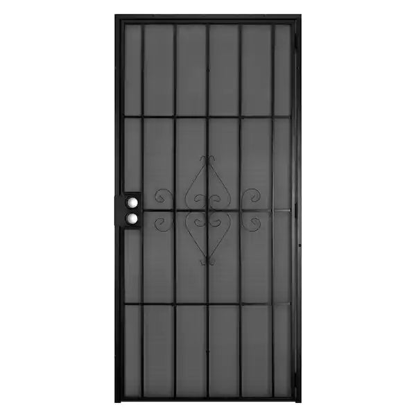 36 in. x 80 in. Su Casa Universal Black Surface Mount Steel Security Door with Expanded Metal Screen