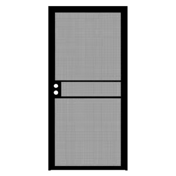 ClearGuard 36 in. x 80 in. Universal Black Surface Mount Steel Security Door with Meshtec Screen