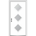 36 in. x 80 in. Aveline Right-Hand Inswing 3-Lite Frosted Modern Painted Steel Prehung Front Door on 4-9/16 in. Frame