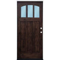 36 in. x 80 in. Craftsman Espresso Left Hand Inswing 3-lite w/ Arched Reed Glass Stained Alder Wood Pre-Hung Front Door