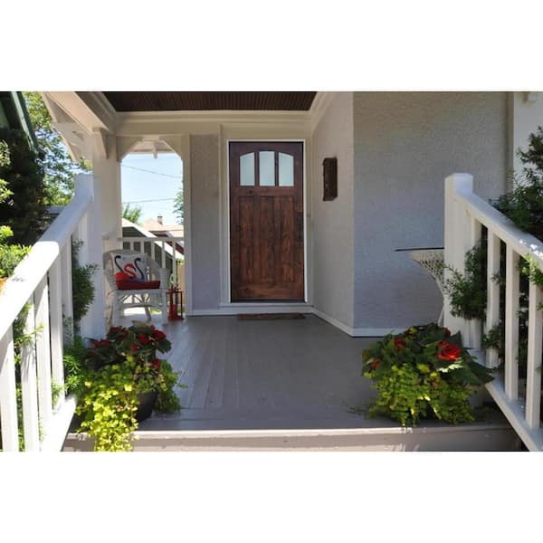 36 in. x 80 in. Craftsman Espresso Left Hand Inswing 3-lite w/ Arched Reed Glass Stained Alder Wood Pre-Hung Front Door