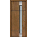 36 in. x 80 in. 1 Panel Left-Hand/Inswing 4 Lites Frosted Glass Brown Finished Steel Prehung Front Door with Hardware