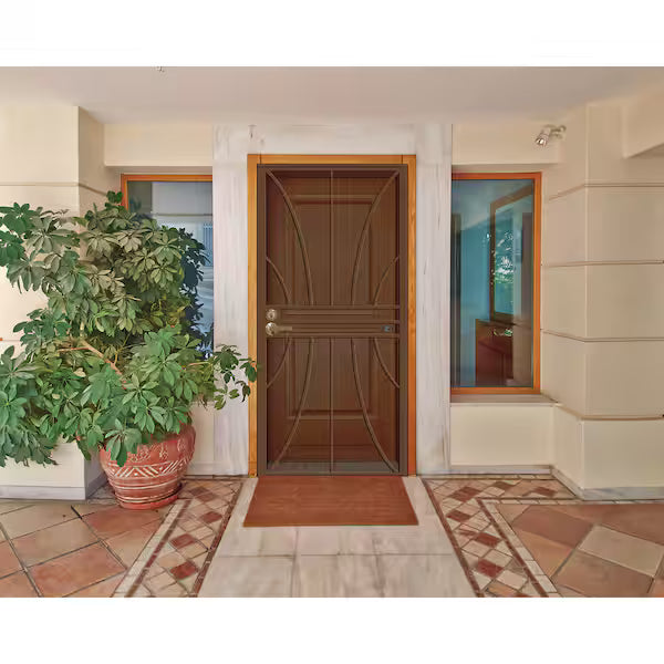 36 in. x 80 in. Meridian Copper Surface Mount Outswing Steel Security Door with Fine-grid Steel Mesh Screen