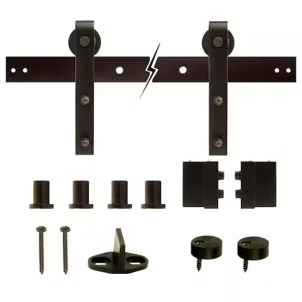72 in. Dark Oil-Rubbed Bronze Strap Sliding Barn Door Track and Hardware Kit