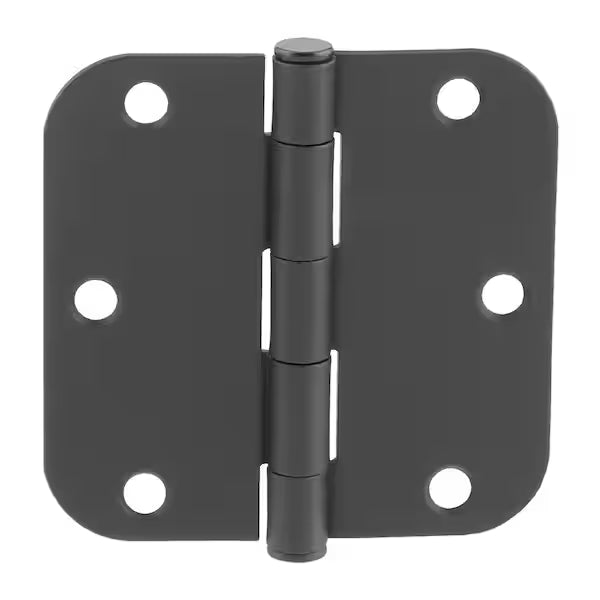 24-Pack 3-1/2 in. x 5/8 in. Radius Matte Black Butt Door Hinge Value Pack