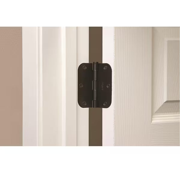 24-Pack 3-1/2 in. x 5/8 in. Radius Matte Black Butt Door Hinge Value Pack