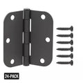 24-Pack 3-1/2 in. x 5/8 in. Radius Matte Black Butt Door Hinge Value Pack