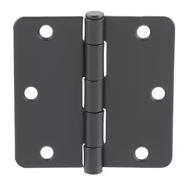 48-Pack 3-1/2 in. x 1/4 in Radius Matte Black Squeak-Free Butt Door Hinge