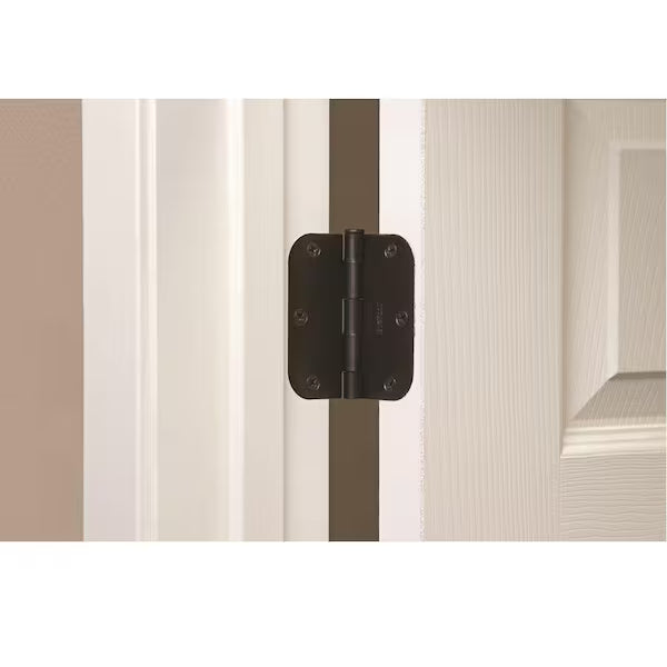 4 in. x 5/8 in. Radius Matte Black Squeak-Free Door Hinge