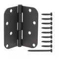 4 in. x 5/8 in. Radius Matte Black Squeak-Free Door Hinge