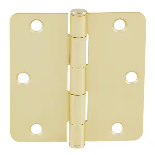 3-1/2 in. x 1/4 in. Radius Satin Brass Squeak-Free Door Hinge