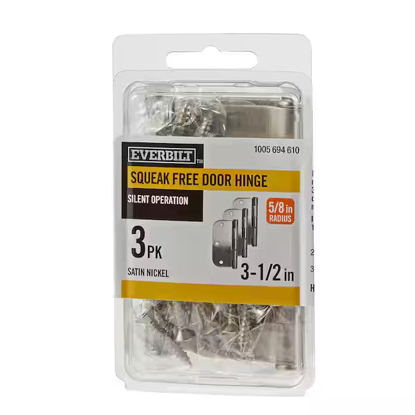 3-Pack 3-1/2 in. x 5/8 in. Radius Satin Nickel Squeak-Free Butt Door Hinge