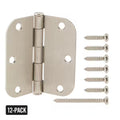 12-Pack 3-1/2 in. x 5/8 in. Radius Satin Nickel Squeak-Free Butt Door Hinge