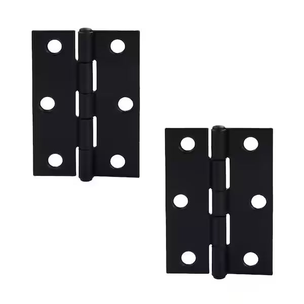 2-Pack 2-1/2 in. Matte Black Non-Removable Pin Narrow Surface Mount Door Hinge