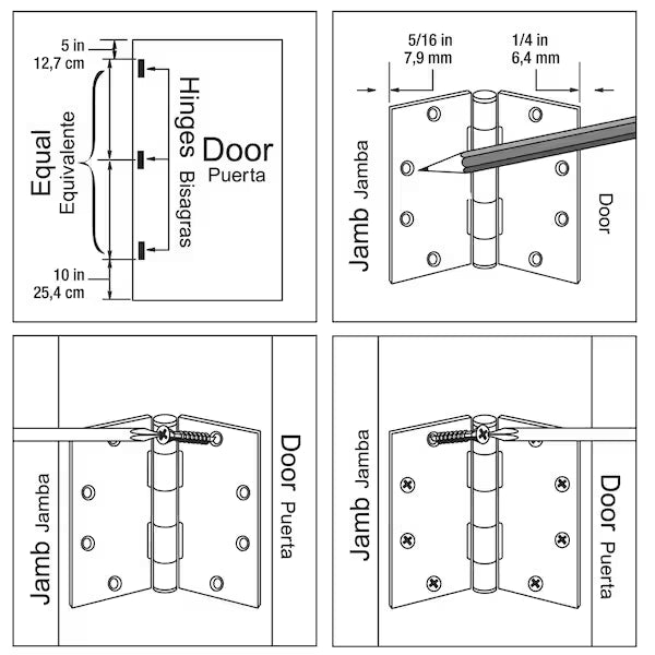 4 in. x 5/8 in. Radius Stainless Steel Commercial Grade with Ball Bearing Hinge