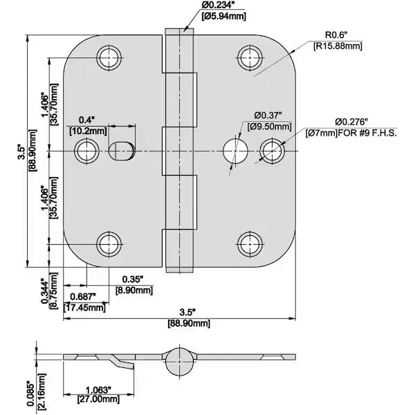 3-1/2 in. x 5/8 in. Radius Satin Nickel Security Door Hinge Value Pack (18-Pack)