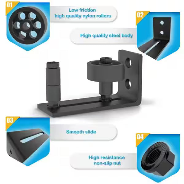 4.8 in. Sliding Barn Door Floor Guide, 8-in-1 Adjustable Floor Guide for Bottom Roller and Wall Mount System(2-Pack)