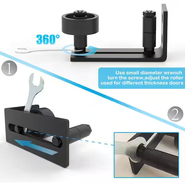 4.8 in. Sliding Barn Door Floor Guide, 8-in-1 Adjustable Floor Guide for Bottom Roller and Wall Mount System(2-Pack)