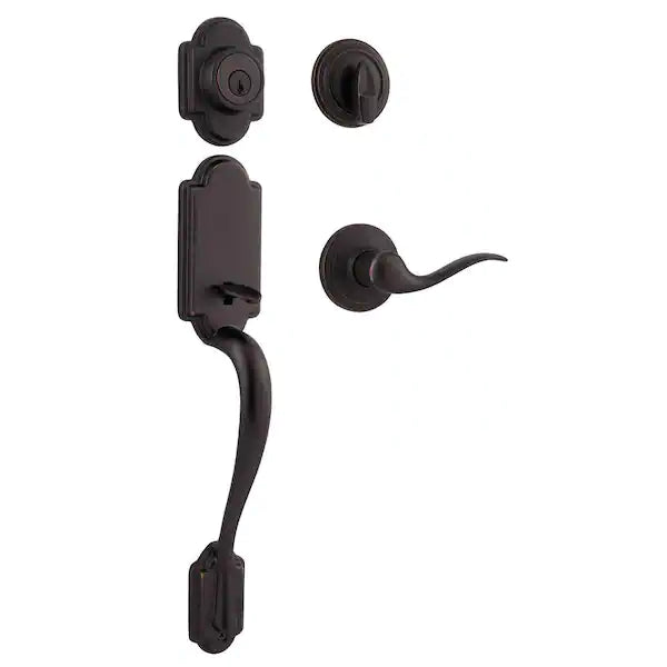 Montara Venetian Bronze Single Cylinder Door Handleset with Juno Entry Door Knob Featuring SmartKey Security