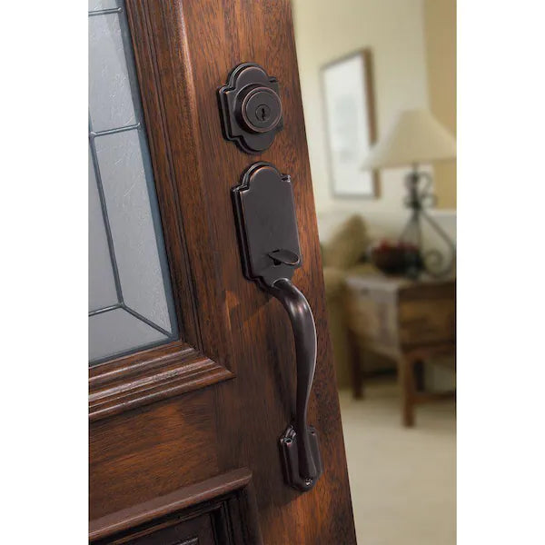Montara Venetian Bronze Single Cylinder Door Handleset with Juno Entry Door Knob Featuring SmartKey Security