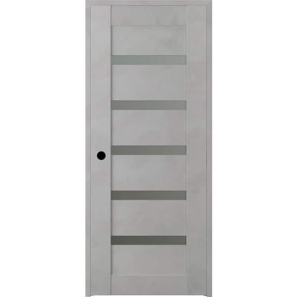 Vona 07-04 30 in. x 80 in. Right-Hand 5-Lite Frosted Glass Solid Core Light Urban Wood Single Prehung Interior Door