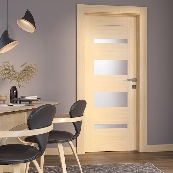 Vona 07-01 18 in. x 96 in. Right-Hand 5-Lite Frosted Glass Loire Ash Composite Wood Single Prehung Interior Door