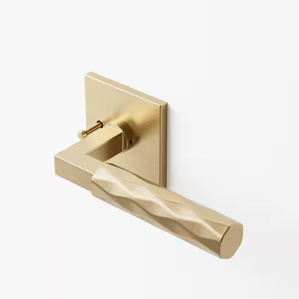 Hailey Champagne Gold Bed/Bath and Hall/Closet Modern Door Handle, Square Plate and Concealed Screws (Privacy/Passage)
