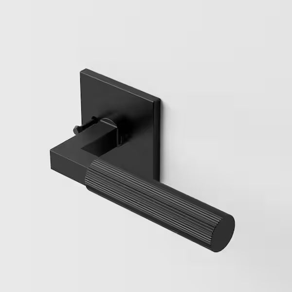 Mila Matte Black Modern Heavy Duty Linear Interior Door Handle, Square Plate and Concealed Screws (Privacy/Passage)
