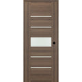 Vona 07-06 DIY-Friendly 36 in. x 80 in. Left-Hand Frosted Glass Pecan Nutwood Wood Composite Single Swing Interior Door