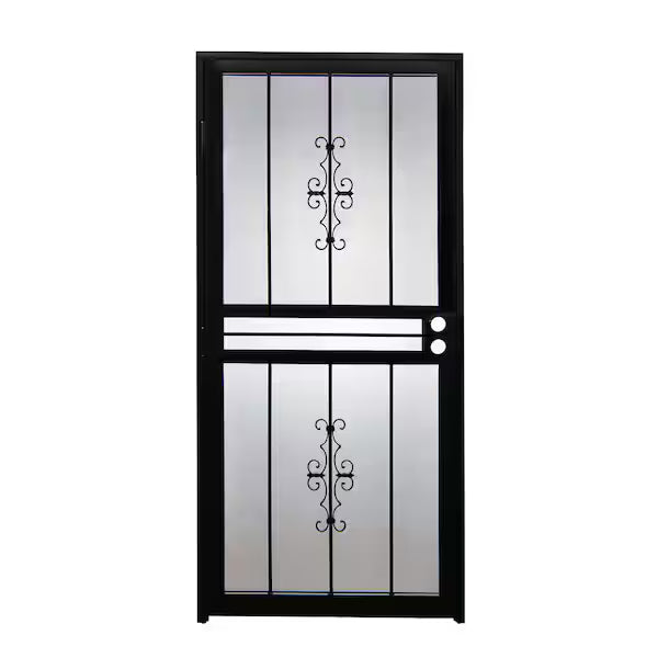 36 in. x 80 in. 501 Universal/Reversible Series Genesis Steel Powder Coated Black Prehung Security Door