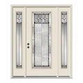 68 in.x 80 in. Full Lite Mission Prairie Primed Steel Decorative Glass Prehung Right-Hand Inswing Front Door w/Sidelites