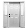 68.5 in. x 81.75 in. Right-Hand 6-Panel Classic Primed Steel Prehung Front Door with Sidelites on 4-9/16 in. Frame