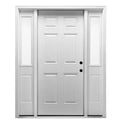 68.5 in. x 81.75 in. Left-Hand 6-Panel Classic Primed Steel Prehung Front Door with Sidelites on 6-9/16 in. Frame