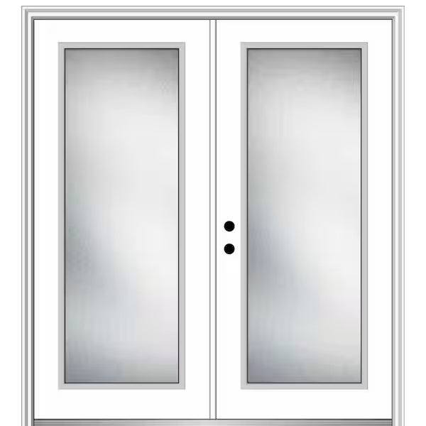 72 in. x 80 in. Micro Granite Right-Hand Inswing Full Lite Decorative Primed Steel Prehung Front Door 4-9/16 in. Frame