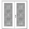 72 in. x 80 in. Grace Right-Hand Inswing Full-Lite Decorative Glass Primed Steel Prehung Front Door on 6-9/16 in. Frame